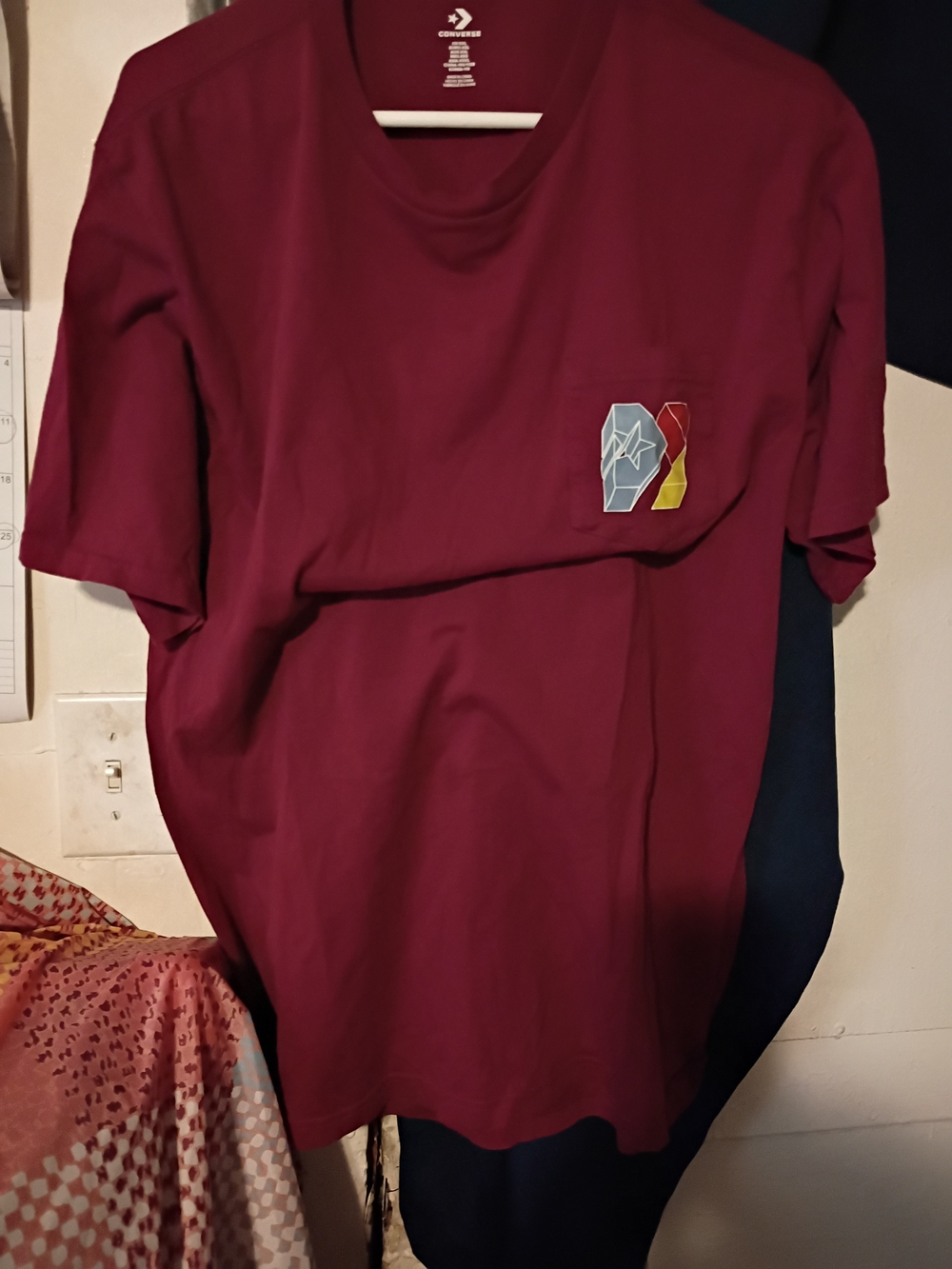 Converse Burgundy Short-Sleeve Tee with Multicolor Chest Patch